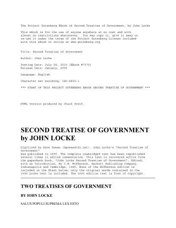Locke second treatise on government