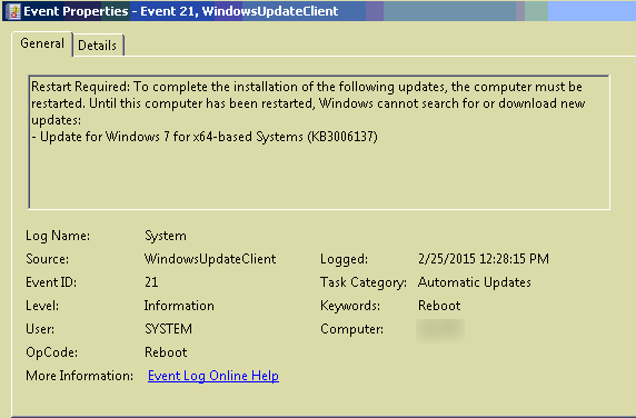 Windows update agent event id 20